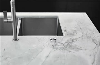 Super White Quartzite Kitchen Countertop Island