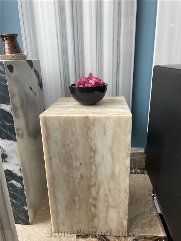Afyon Honey Marble Cube Coffee Table