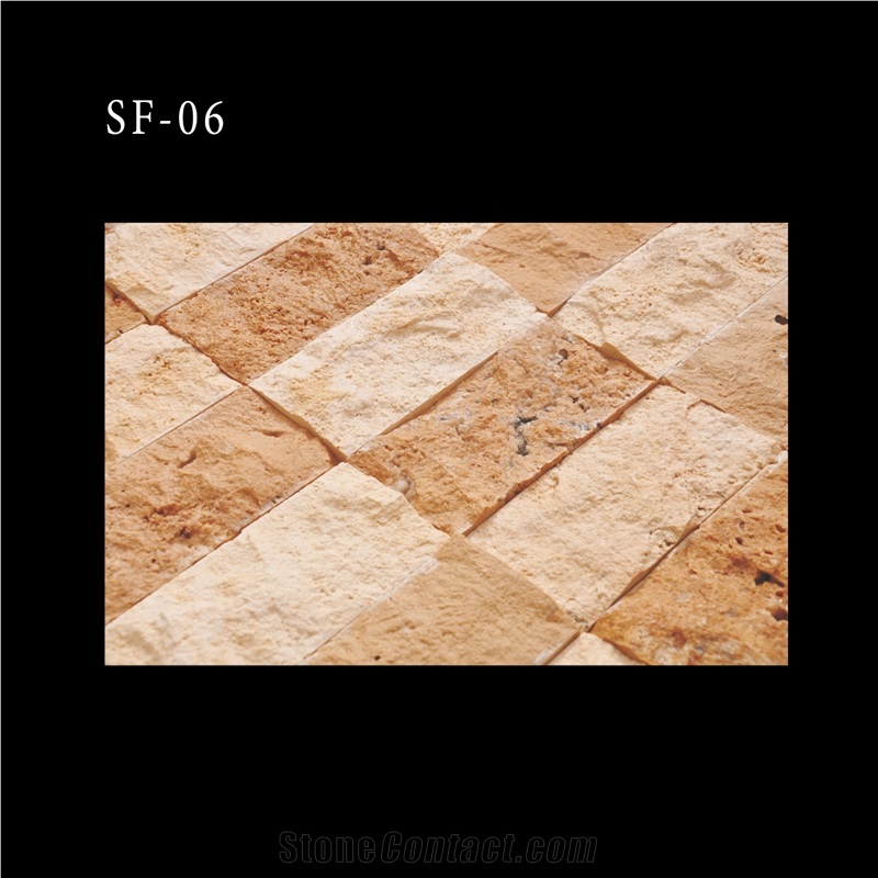 Light Travertine Denizli Light Beige Travertine Split Mosaic