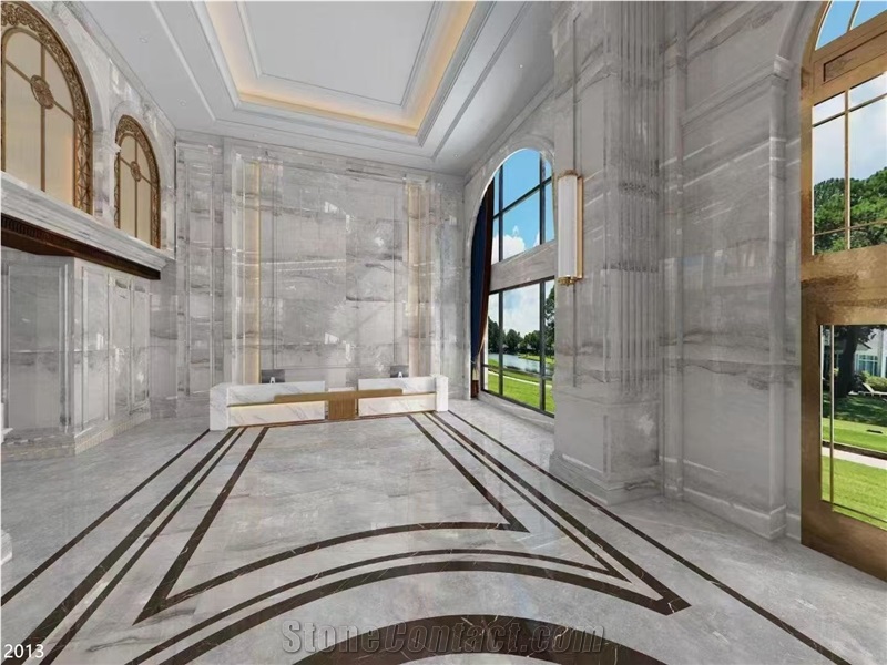 Hunan Grey Marble Slabs Silver Mink Romantic Grey Tile