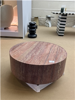 Red Travertine Coffee Table