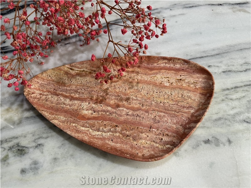Red Travertine Serving Tray Home Decor Products