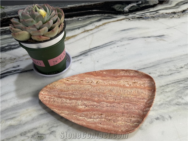 Red Travertine Serving Tray Home Decor Products