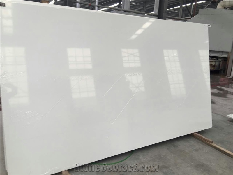 Pure White Quartz Engineered Stone Slabs