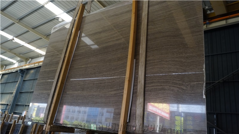 Coffee Wooden Brown Vein Marble Slabs