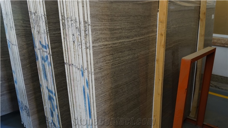 Coffee Wooden Brown Vein Marble Slabs