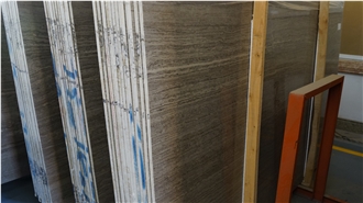 Coffee Wooden Brown Vein Marble Slabs