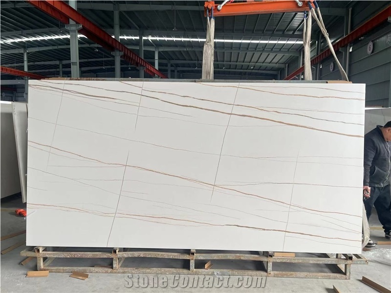 Laurent White Gold Sintered Stone Slabs