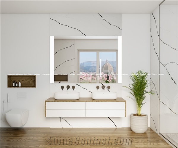 LQ-823 White Calacatta Quartz Vietnam Engineered Stone