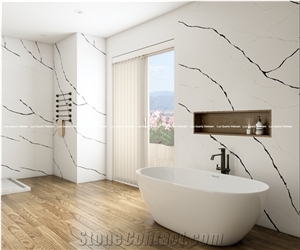 LQ-823 White Calacatta Quartz Vietnam Engineered Stone