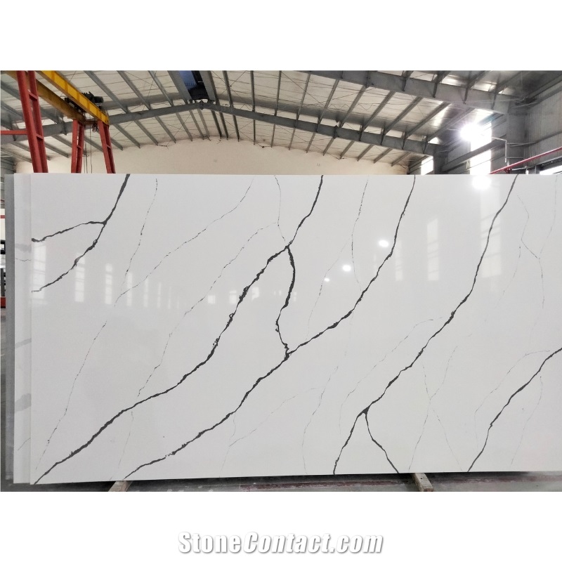 LQ-823 White Calacatta Quartz Vietnam Engineered Stone