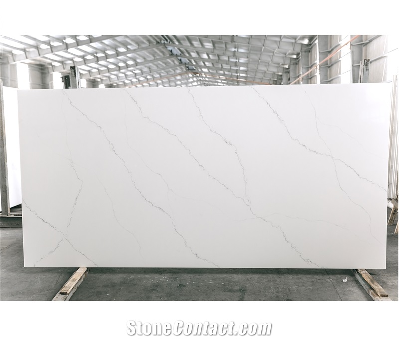 LQ - 916 Calacatta Aqua Blue Quartz Slabs Vietnam