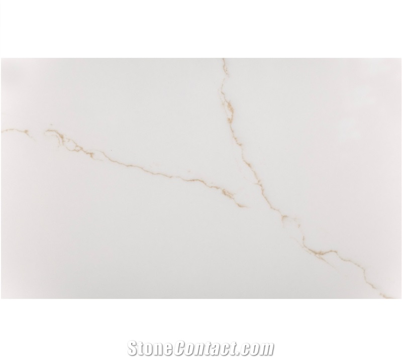 LQ - 917 Calacatta Aqua Gold Quartz Slabs Vietnam