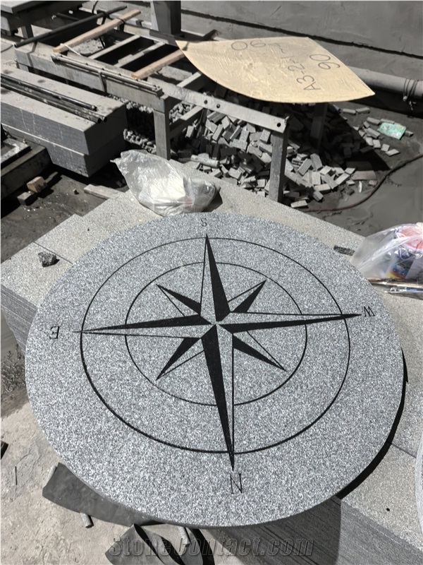 Grey Granite Compass For Garden Walkway  Pool Terrace Pavers
