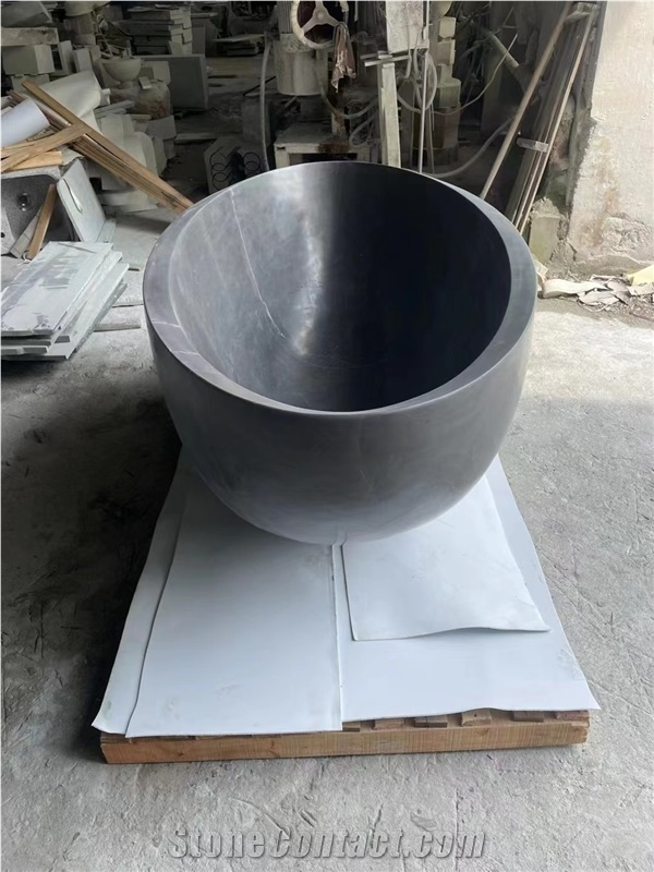 Oval Design Grey Marble Pietra Gray Bathtub For Resorts