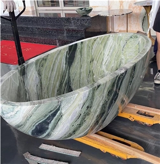 Oval Design Grey Marble Pietra Gray Bathtub For Resorts