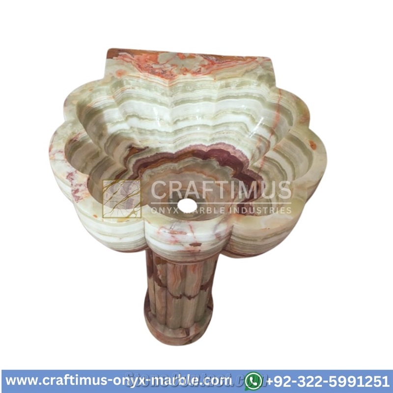 Green Onyx Pedestal Shape Sink Designs Collection