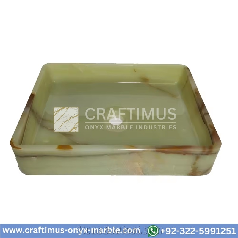 Green Onyx Square Vessel Sink Categories And Collection