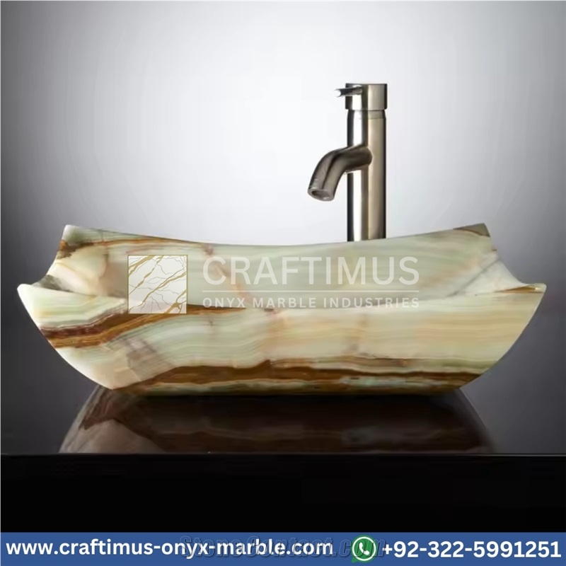 Green Onyx Square Vessel Sink Categories And Collection
