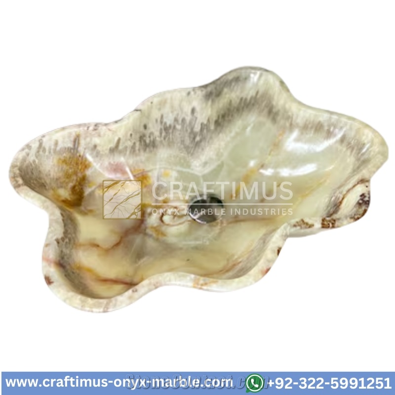 Jade Green Onyx Shell Shaped Sinks Design Collection