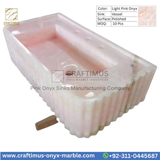 Luxury Pink Onyx Rectangular Shaped Vessel Sinks Collection