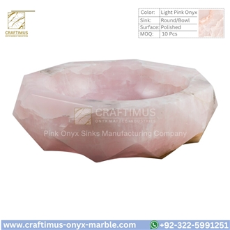 Luxury Pink Onyx Round Shaped Vessel Sink Collection