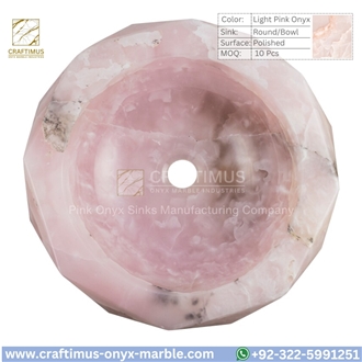 Luxury Pink Onyx Round Shaped Vessel Sink Collection