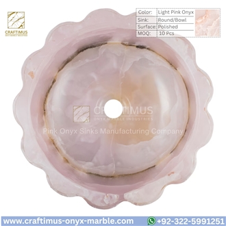 Luxury Pink Onyx Round Shaped Vessel Sink Collection