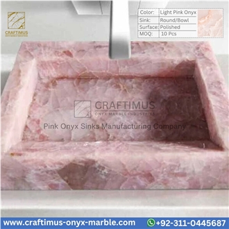 Luxury Queen Pink Onyx Square Shaped Vessel Sinks Collection