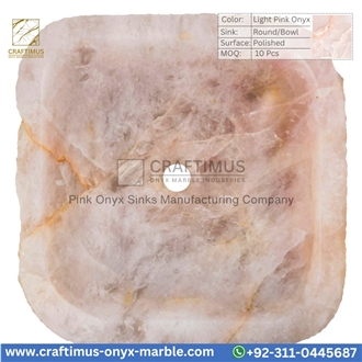 Luxury Queen Pink Onyx Square Shaped Vessel Sinks Collection