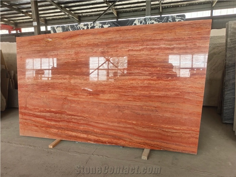 Iran Red Travertine 2Cm Slabs For Interial And Exterial Wall