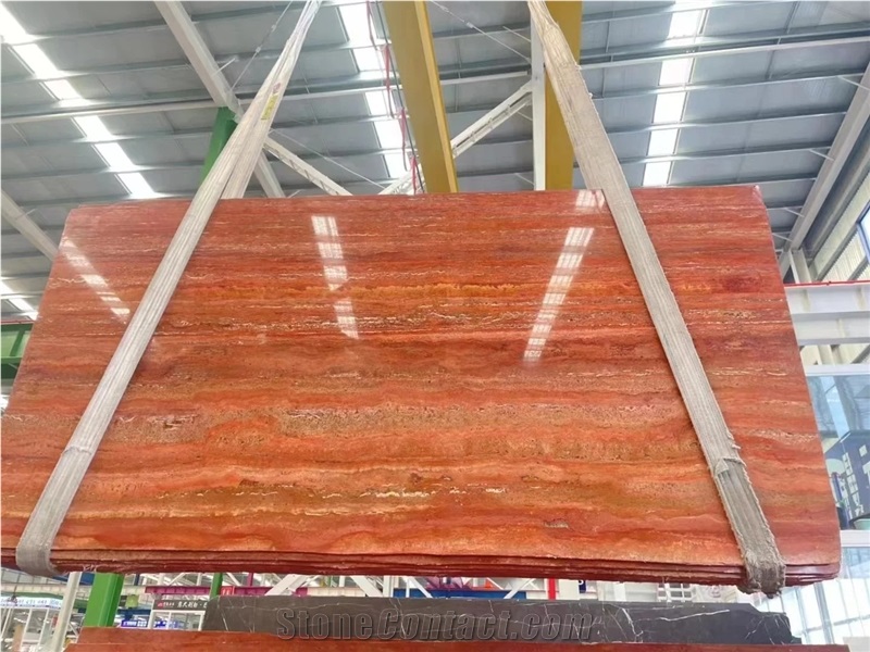 Iran Red Travertine 2Cm Slabs For Interial And Exterial Wall