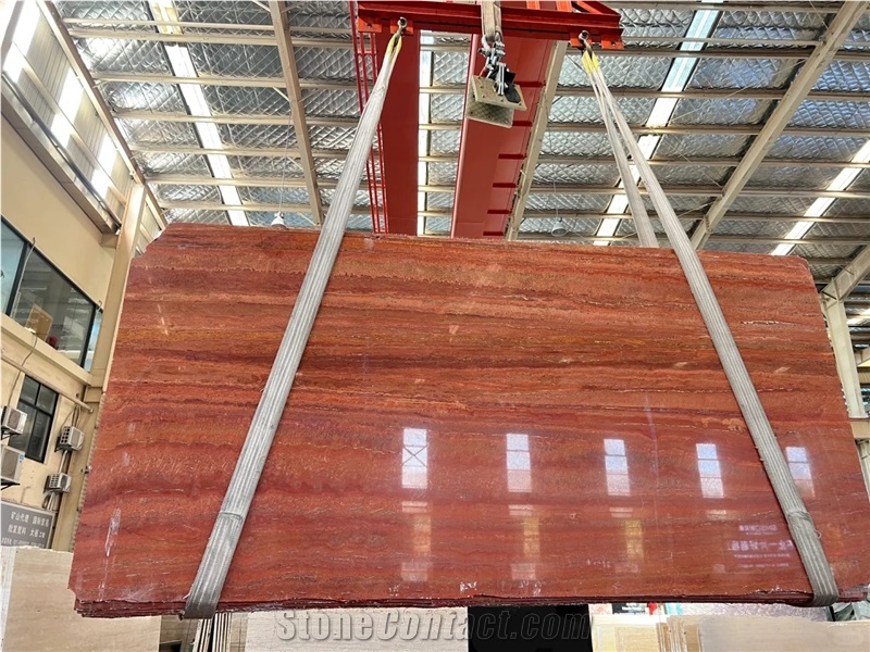 Iran Red Travertine 2Cm Slabs For Interial And Exterial Wall