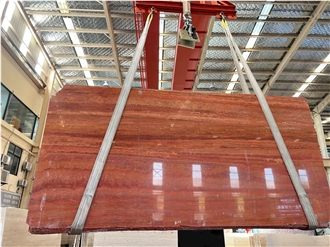 Iran Red Travertine 2Cm Slabs For Interial And Exterial Wall