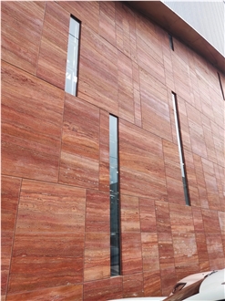 Iran Red Travertine 2Cm Slabs For Interial And Exterial Wall