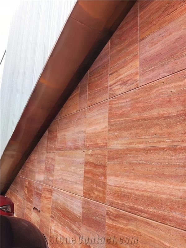 Iran Red Travertine 2Cm Slabs For Interial And Exterial Wall
