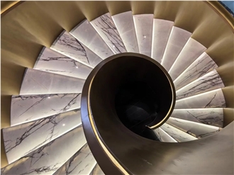 Milas Lilac Marble Polished Spiral Staircase Interior