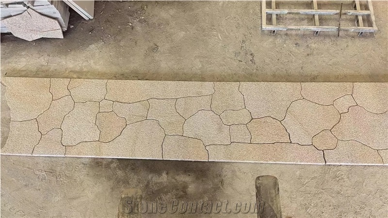 Yellow Rust Granite Ice Cracks Irregular Flagstone