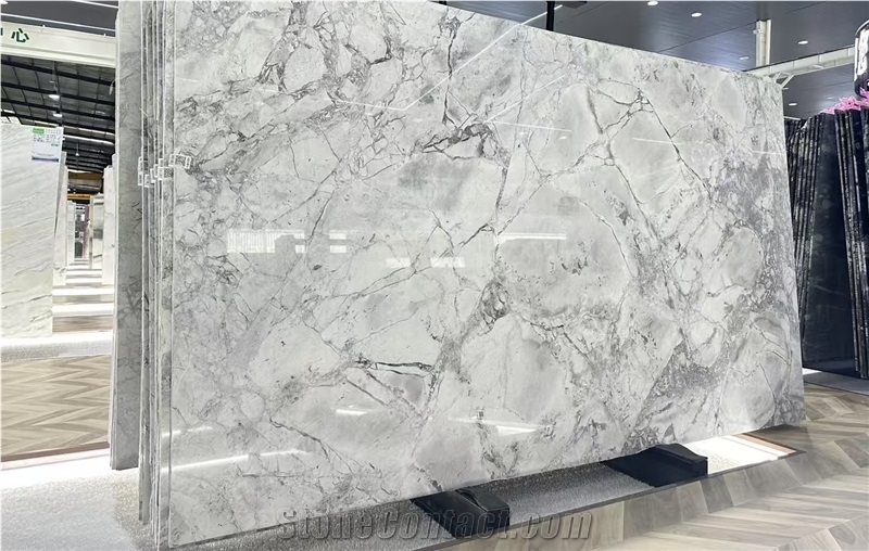 Super White Quartzite Nature Slab Tiles For Floor