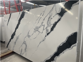 Panda White Marble Textured Quartz Slabs Artificial Stone Panda White Marble Textured Quartz Slabs Artificial Stone