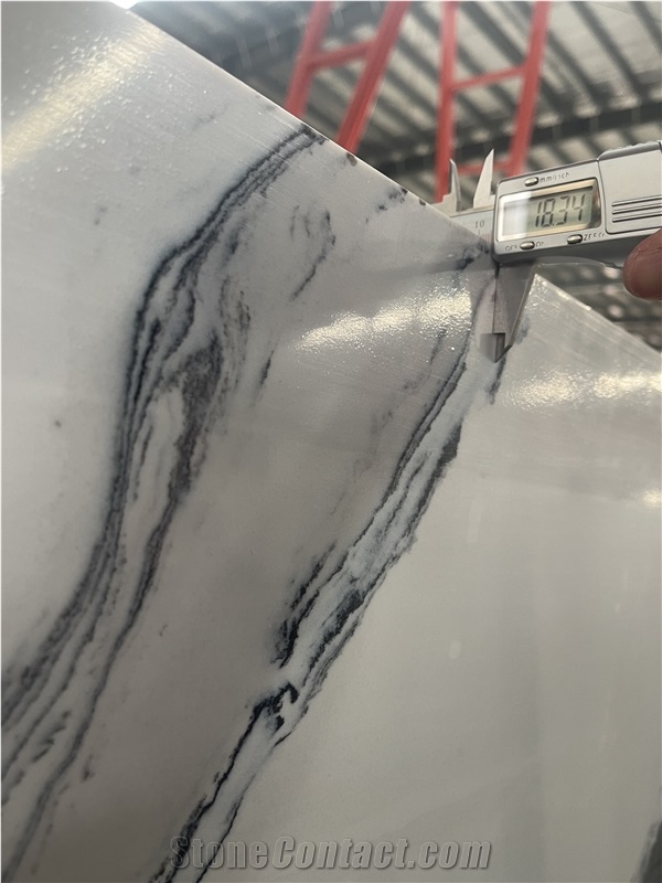 Panda White Marble Textured Quartz Slabs Artificial Stone