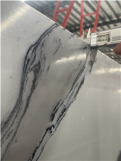 Panda White Marble Textured Quartz Slabs Artificial Stone
