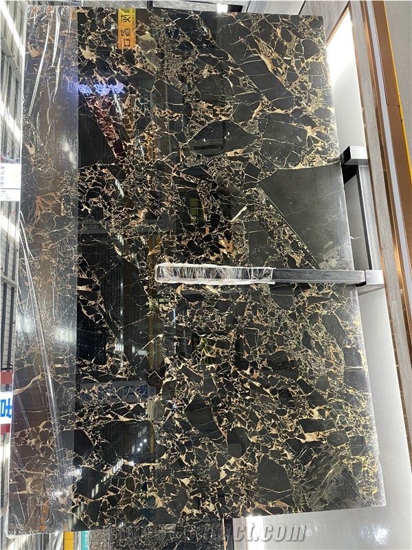 Black Portoro Marble Slab Floor Tile