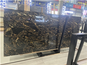 Black Portoro Marble Slab Floor Tile