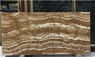 Natural Brown Onyx Bookmatched Cross Cut Slabs Polished