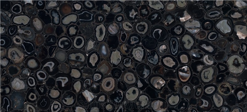 Black Agate Semiprecious Stone Slabs