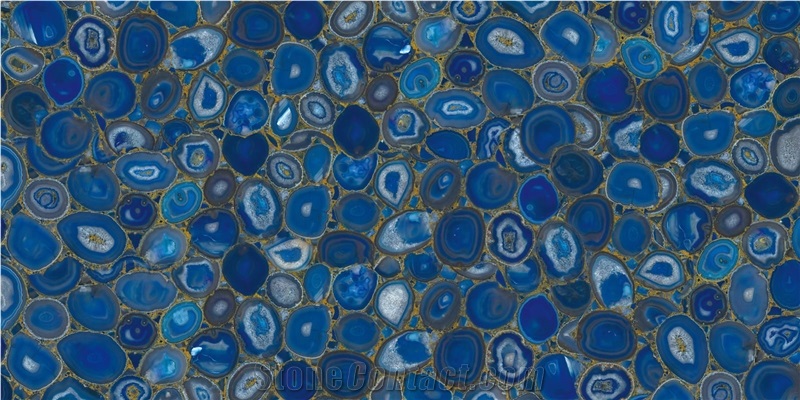 Blue Agate Semiprecious Stone Slabs