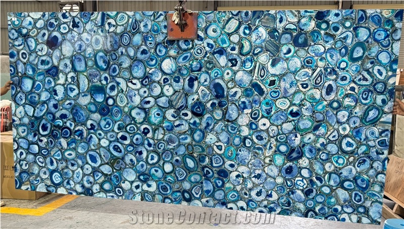 Blue Agate Semiprecious Stone Slabs
