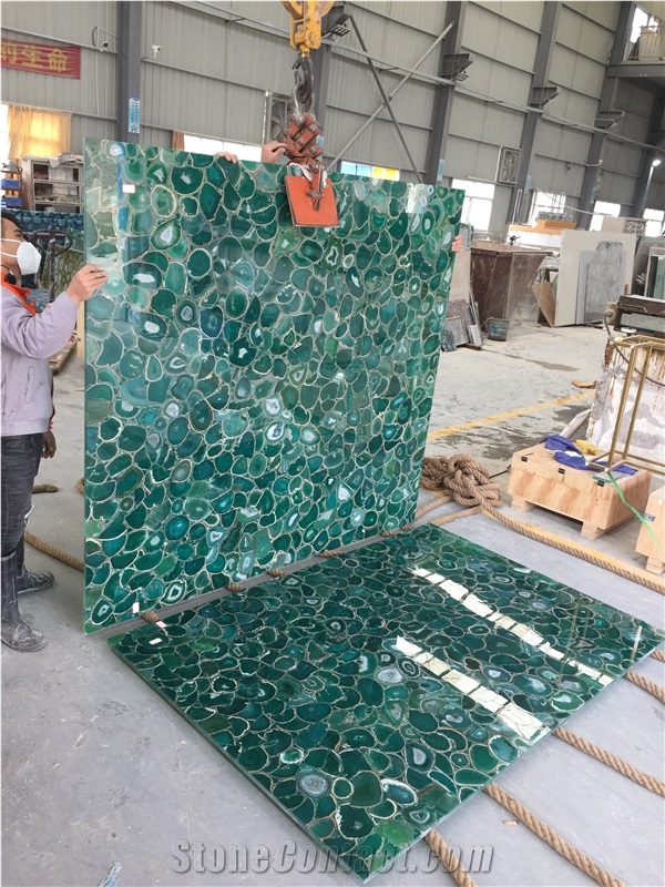 Green Agate Semiprecious Stone Slabs