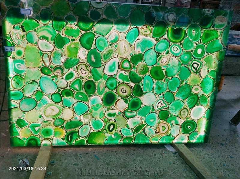 Green Agate Semiprecious Stone Slabs